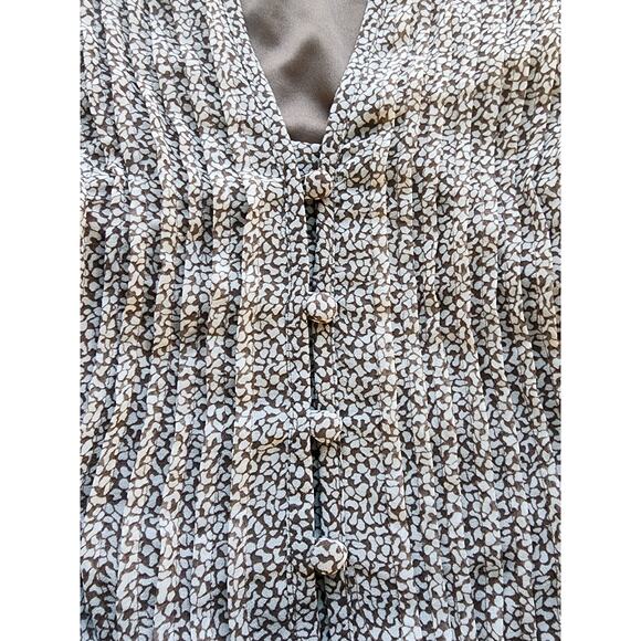 MSK Taupe and Cream Long Sleeve Belted Ditsy Print Midi Dress Size  12 - Picture 7 of 13